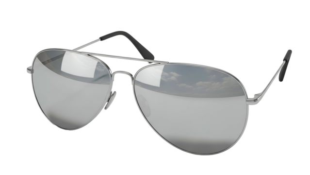 Metal frame aviator style eye protection rests against a dark background