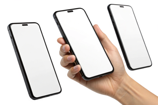 Dual Hand Smartphone Mockup Isolated on White.