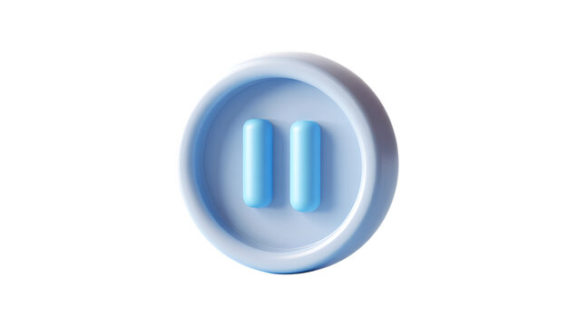 3d icon of blue 3d render of a pause button icon isolated on transparent background, 3d abstract shape