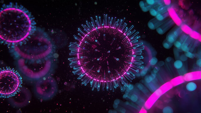 ネオン光光るサイバーパンクウイルス演出