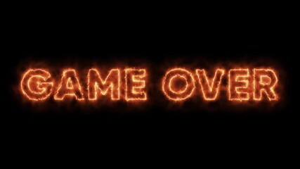 game over firing effect on black background | Game over fire effect video clip for gaming content | 