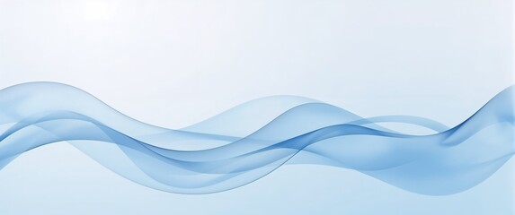 Abstract Blue Waves Flowing Smoothly Across a Light Gradient Background Representing Fluidity and Tranquility