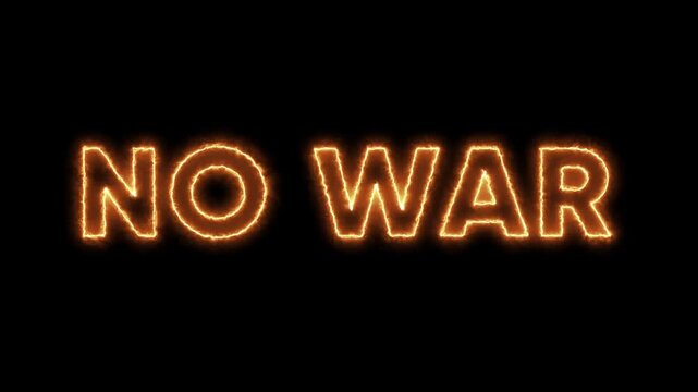 No war firing effect on black background | No war flaming text overlay animation | No War Flaming Text Overlay