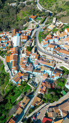 Obraz premium Aerial view of Juzcar, the blue village in Andalusia, Spain. Tourist destination and unique cityscape.