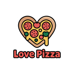 Heart love pizza vector illustration design