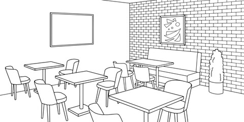 Sport bar interior graphic black white sketch illustration vector 