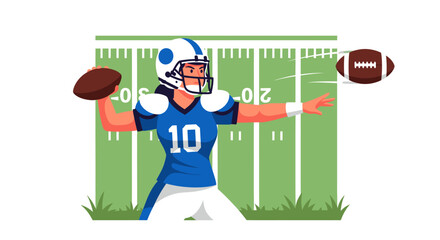 Female Quarterback Throwing Football with Determination and Skill.