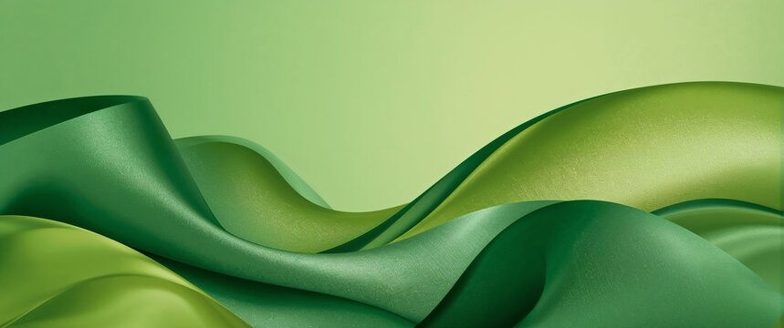 Abstract green wave patterns with fluid and flowing lines for modern design background