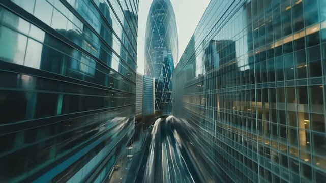 High speed driving through london's financial district