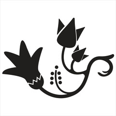 Stylized Botanical Silhouette of Twisting Flower Stems and Buds for Decorative Art or Logo Vector Illustration