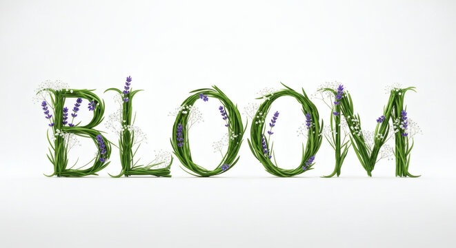 Delicate bloom floral design featuring lavender and baby's breath, perfect for springtime promotions and nature themed projects, conveying freshness and beauty