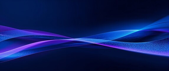 An ethereal digital artwork showcasing lucid streams of blue and purple light particles flowing in a smooth, wavy pattern against a deep blue background