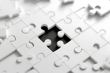 Empty Space in White Puzzle Pieces on a Dark Background