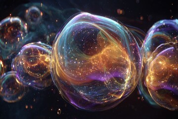 Abstract Glowing Spheres Colorful Design