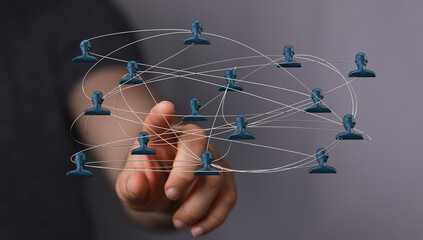 Image depicting a network of interconnected people, symbolizing concepts such as collaboration, networking, and social connections. Perfect for