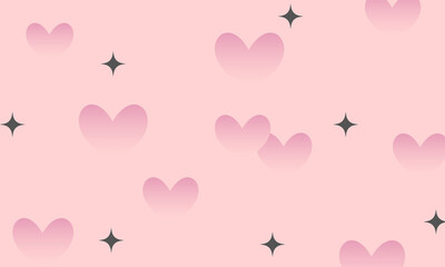 Y2k love background with pink gradient hearts and sparkles stars. Trendy romantic design in 90s style