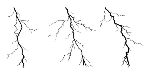 Thunderstorm, Black lightning bolt, vector illustration