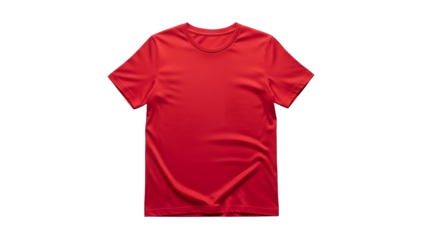 Vibrant red athletic top garment displayed against a solid black background