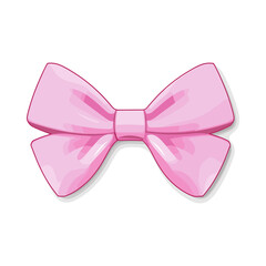 Cute pink bow isolated on background. Realistic vector design element