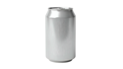 Unlabeled silver beverage container stands isolated against a deep black background