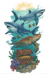 fantasy dragon statue flying in the sky illustration