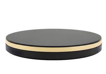 Black round container with gold accent isolated on transparent background