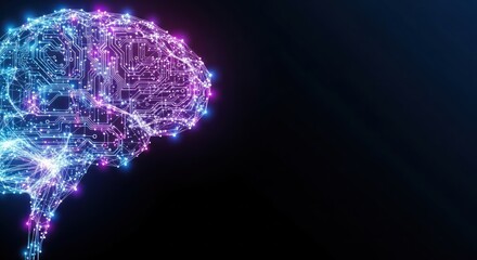 Electronic brain circuit representing artificial intelligence progress