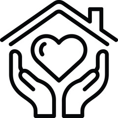 Obraz premium Hands holding a heart under a roof representing home and care concept
