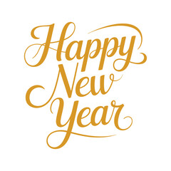 Obraz premium Elegant golden happy new year calligraphy design, perfect for sophisticated holiday greetings and invitations