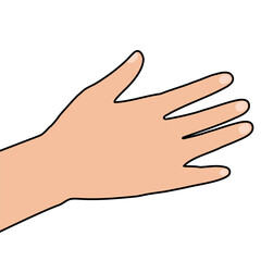 hand gesture with facing . Illustration of an empty hand presenting something. Useful for educational material and presentations.