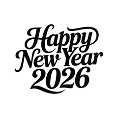 Elegant happy new year 2026 calligraphy festive lettering for greeting card, poster, banner, invitation, and social media post design
