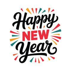 Festive happy new year wishes with colorful rays celebrate the beginning of a new year with this cheerful and vibrant design