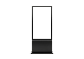 Tall digital signage display stand isolated on transparent background