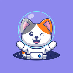 Cute Cat Astronaut In Space Hole Cartoon
