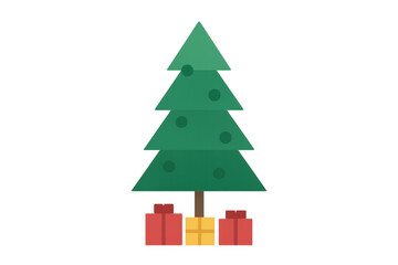 Fototapeta premium Christmas tree standing with wrapped presents under it, symbolizing holiday spirit and gift-giving, transparent background