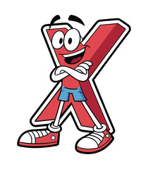 Cool Cartoon Alphabet Sticker Letter X Fun Colorful Playful Design