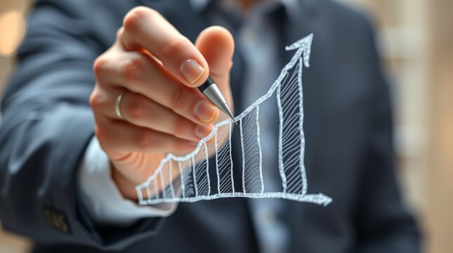 businessman drawing a graph