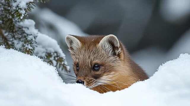 european pine marten or martes martes hunting video