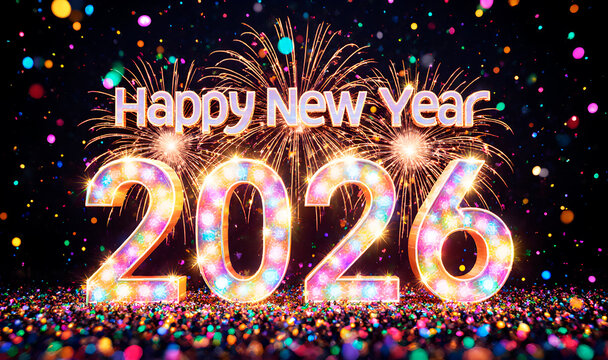 Happy New Year 2026 Fireworks Celebration