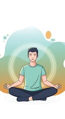 Minimal illustration of male character meditating for mental health, Blue November, Movember, Men's Health Awareness