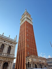low angle view St. Mark's Campanile in Venice, Italy