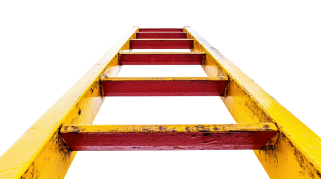 Yellow and Red Metal Ladder Steps isolated on a transparent background