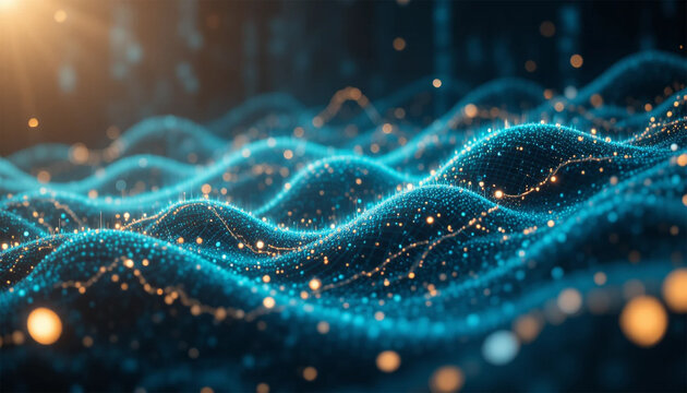 Abstract digital waves of energy and data visualization.