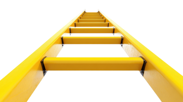 Yellow Ladder Steps Ascending isolated on a transparent background