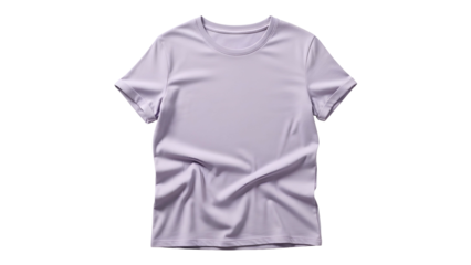 Plain short sleeve casual upper garment displays soft lavender coloration against a dark backdrop