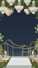 Wedding Invitation Green and Blue Decorative Indian Blank Card Background