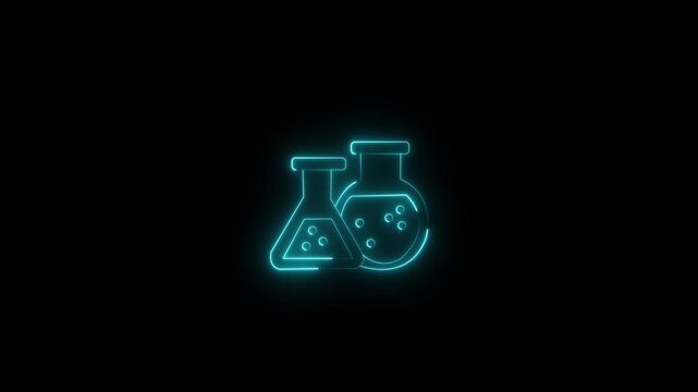 Glowing neon light science flask icon isolated on black background laboratory glassware sign experiment flask chemical flask vector illustration - Powered by Adobe