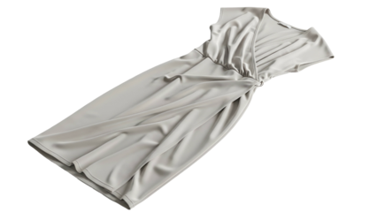 Sleek draped garment rendered in pale neutral tone against dark background