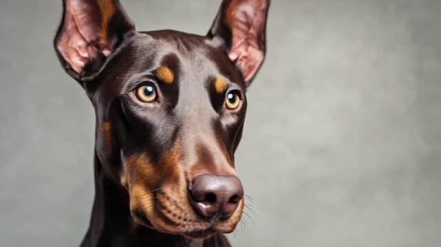 cute doberman dog close up animation