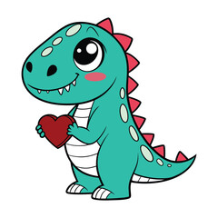 Cute Baby T-Rex Dinosaur With Short Arms Big Smile Cartoon